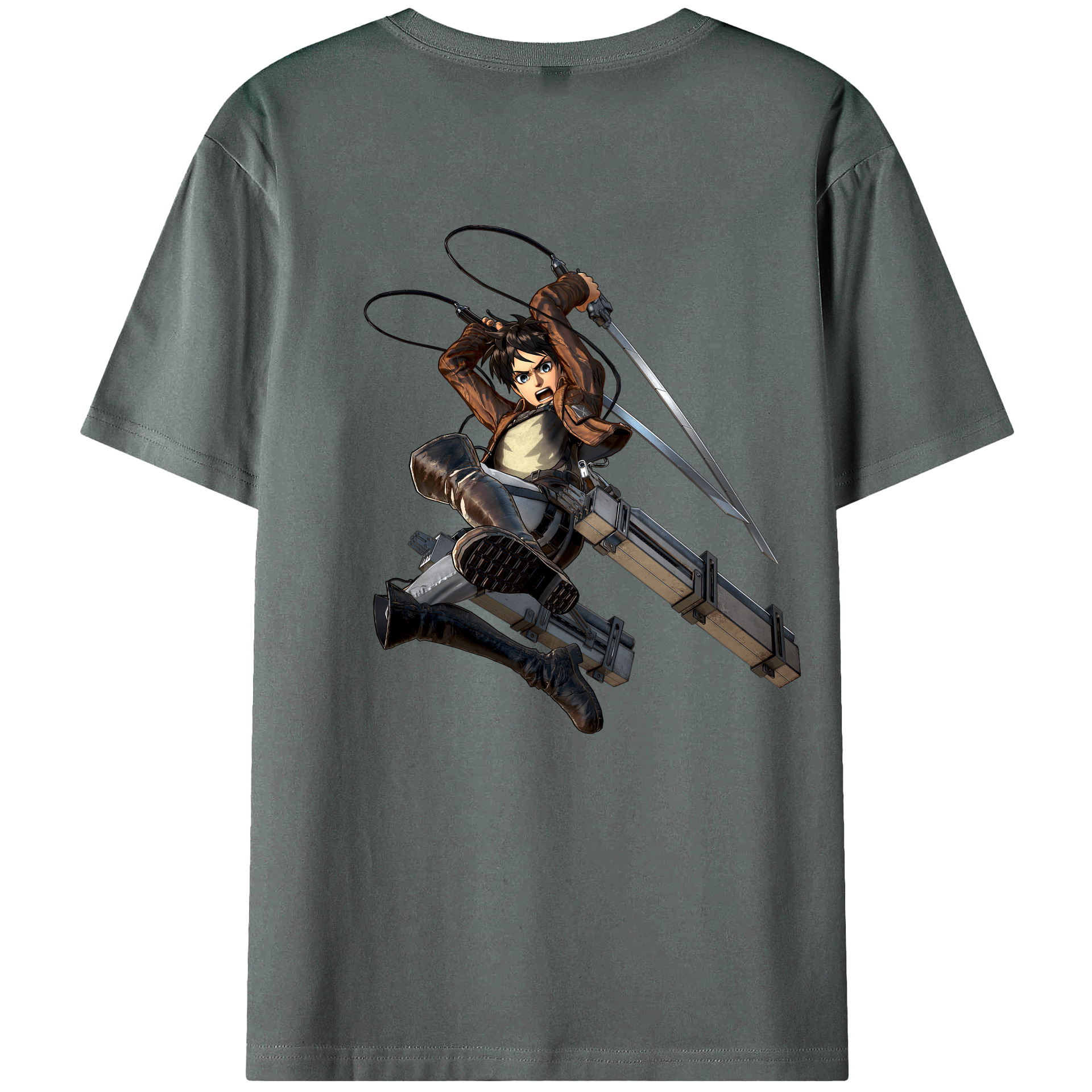 （画像用） 進撃の巨人 エレン･イェーガー Attack on Titan Eren Jäger 綿100％ メンズ半袖Tシャツ（バックプリント） 通気性